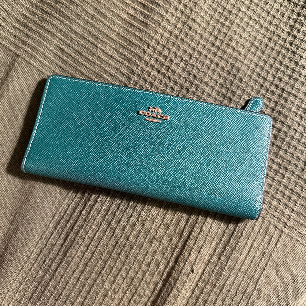 Coach Turquoise Zip-Around Wallet